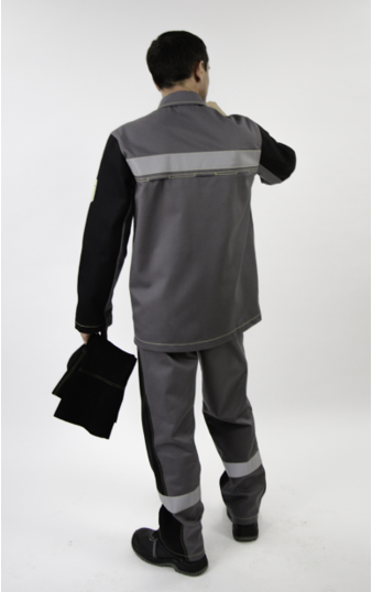 Костюм сварщика для защиты от искр и брызг (1 кл.защиты), черный/серый
