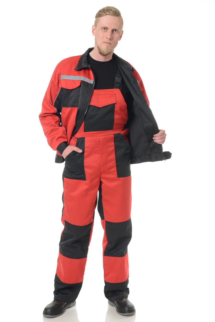 Костюм Бригадир-2 (тк.Смесовая,210) ПРАБО, красный/черный (Кос132ч)